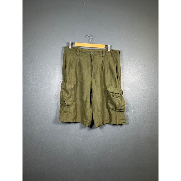 50'/60' Benedetta K. Green cargo army shorts Made in Italy men's L camo LYON Vng - Picture 1 of 16